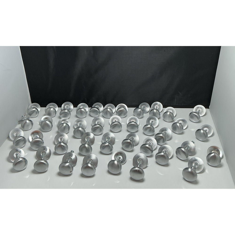 Lot of  39 Vintage Satin Nickel Cabinet Knobs 1-3/8" Heavy Pulls WITH Backplates